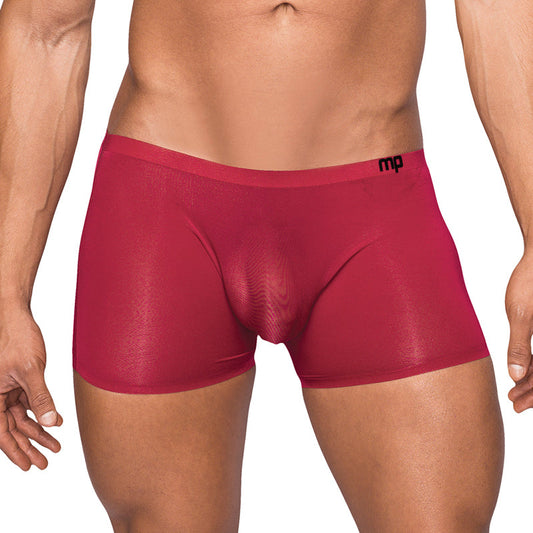 MALE POWER - SEAMLESS SLEEK SLEEK SHORT W/SHEER POUCH WINE MEDIUM