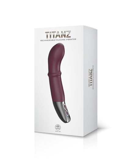 NMC - TITANZ 7" SILICONE RECHARGEABLE VIBRATOR IN RUBINE RED_B15O25_4