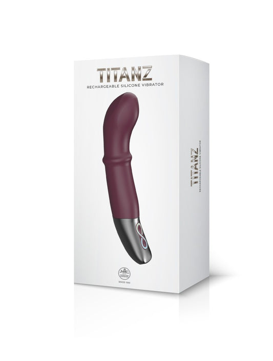 NMC - TITANZ 7" SILICONE RECHARGEABLE VIBRATOR IN RUBINE RED_B15O25_4