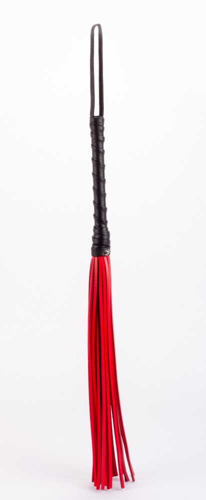 DEVIL STICKS - CALF LEATHER HANDLE SADDLE LEATHER TAILS RED