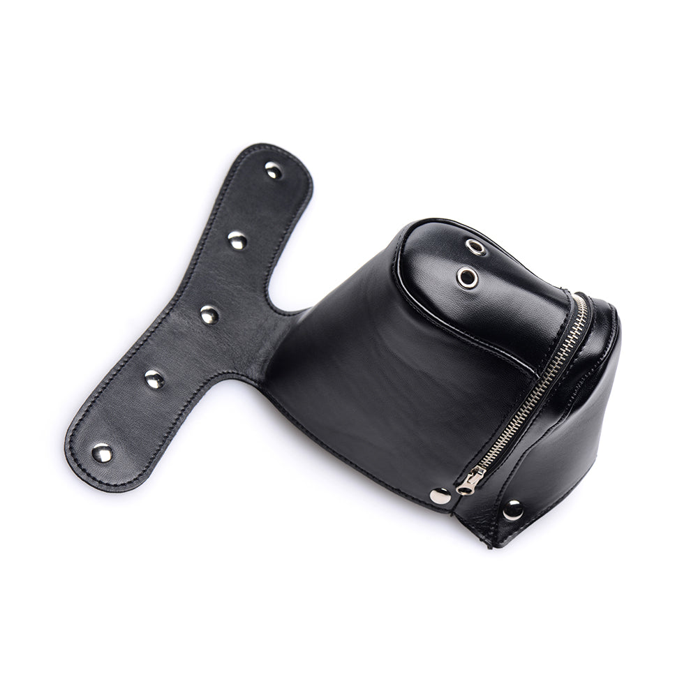 MASTER SERIES MUZZLED UNIVERSAL BDSM HOOD WITH REMOVEABLE MUZZLE