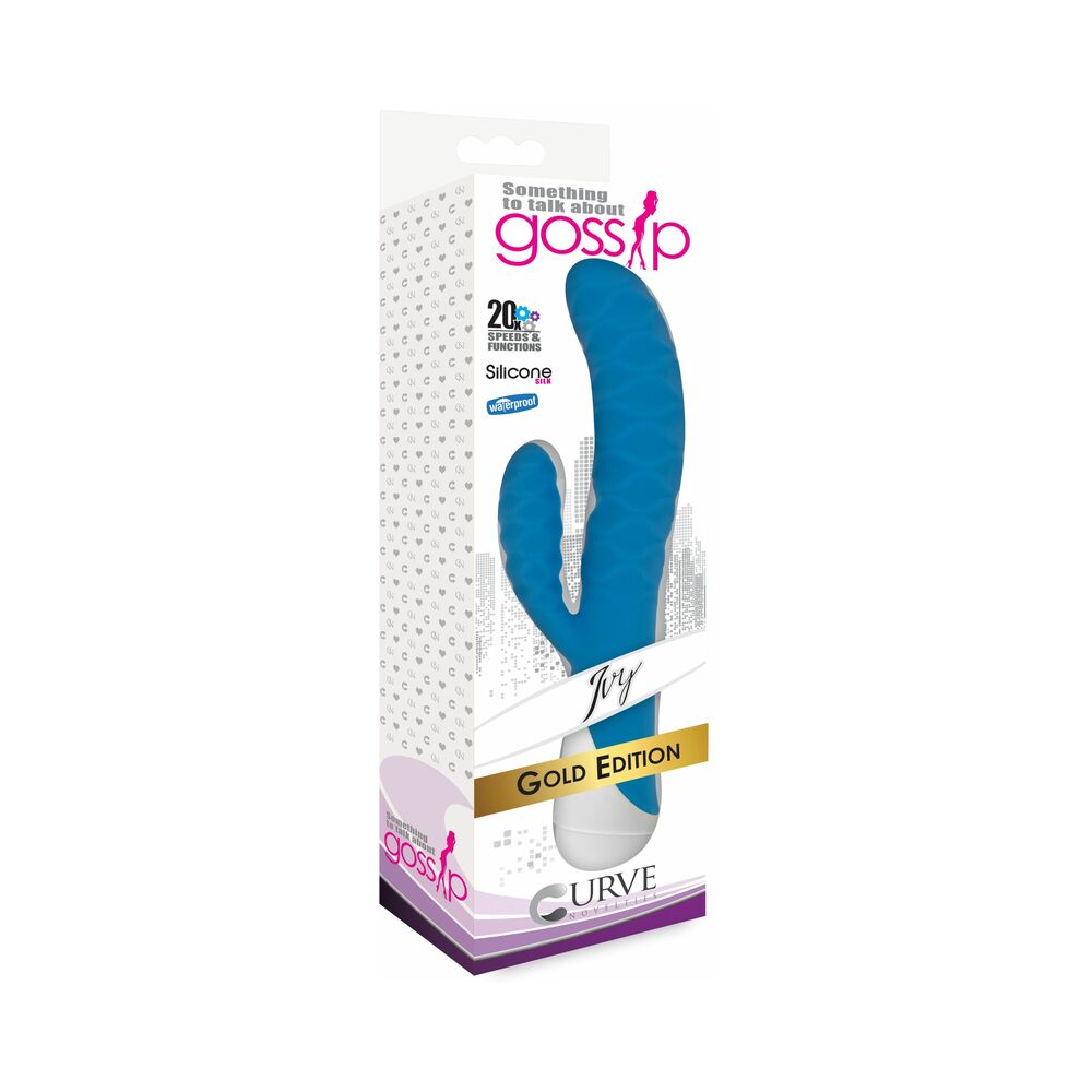 GOSSIP 20X IVY 3 SPEED  17 FUNCTION WATERPROOF DUAL MOTORS 180 DEGREE FLEXIBLE STIMULATOR AZURE