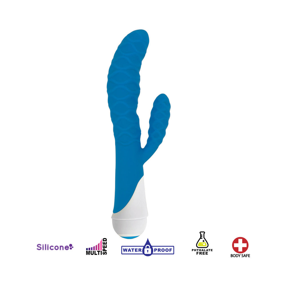 GOSSIP 20X IVY 3 SPEED  17 FUNCTION WATERPROOF DUAL MOTORS 180 DEGREE FLEXIBLE STIMULATOR AZURE