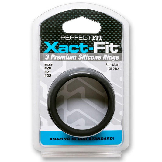 CURVE TOYS PERFECT FIT XACT-FIT 3-PIECE PREMIUM SILICONE RINGS  (#20, #21, #22) BLACK