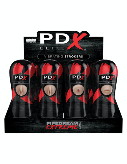 PIPEDREAM - PDX ELITE - PIPEDREAM EXTREME ELITE VIBRATING STROKER DISPLAY - 12 PCS LIGHT/BLACK