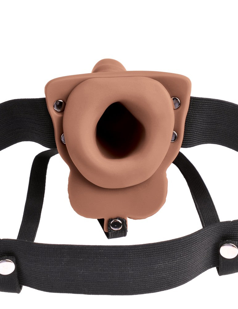 PIPEDREAM - FETISH FANTASY SERIES - 6" HOLLOW RECHARGEABLE STRAP-ON WITH BALLS TAN