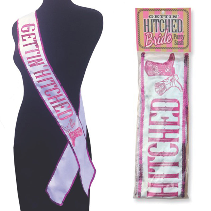 GETTING HITCHED GLITTER SASH