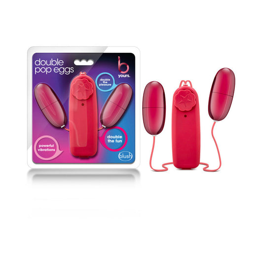 BLUSH - B YOURS DOUBLE POP EGGS REMOTE-CONTROLLED DUAL BULLET VIBRATOR CERISE