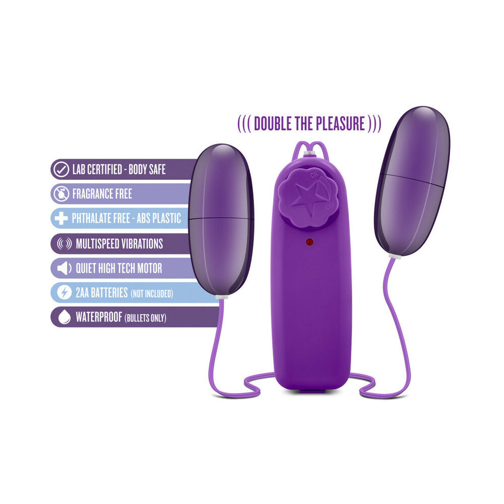 BLUSH - B YOURS DOUBLE POP EGGS REMOTE-CONTROLLED DUAL BULLET VIBRATOR PLUM