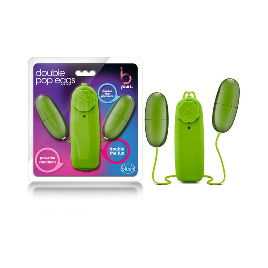 BLUSH - B YOURS DOUBLE POP EGGS REMOTE-CONTROLLED DUAL BULLET VIBRATOR LIME