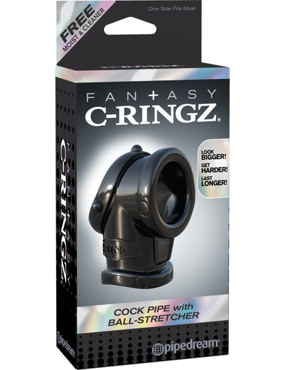 PIPEDREAM - FANTASY C-RINGZ - COCK PIPE WITH BALL-STRETCHER  BLACK