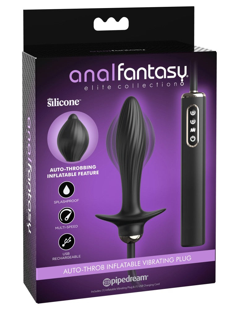 PIPEDREAM - ANAL FANTASY ELITE - AUTO-THROB INFLATABLE VIBRATING PLUG BLACK