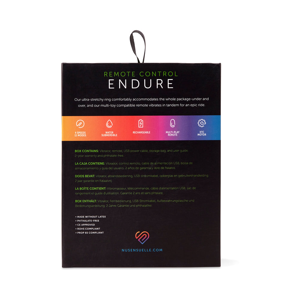 NU SENSUELLE ENDURE REMOTE CONTROL COUPLE''S RING BLUE