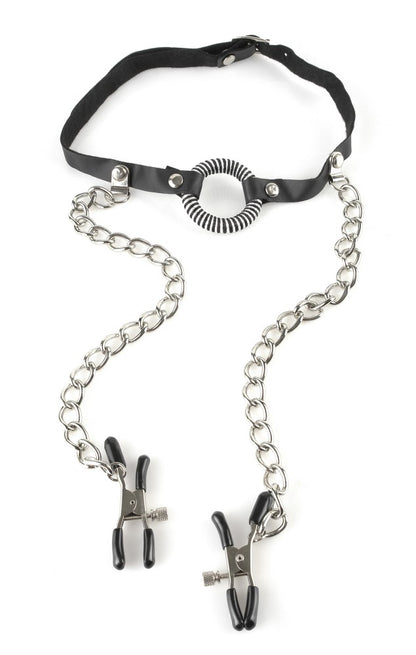 PIPEDREAM - FETISH FANTASY SERIES - O-RING GAG NIPPLE CLAMPS  BLACK/SILVER