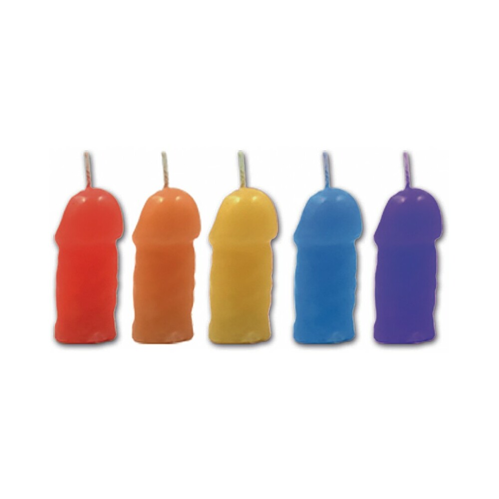 PECKER PARTY CANDLES ASSORTED COLORS 5PK