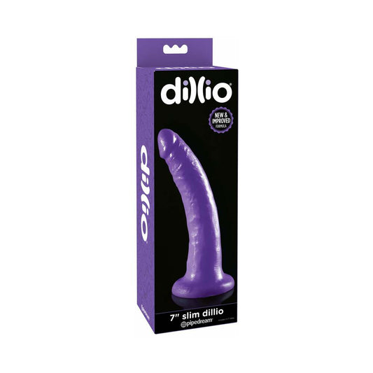 DILLIO 7 IN. SLIM REALISTIC DILDO WITH SUCTION CUP PURPLE