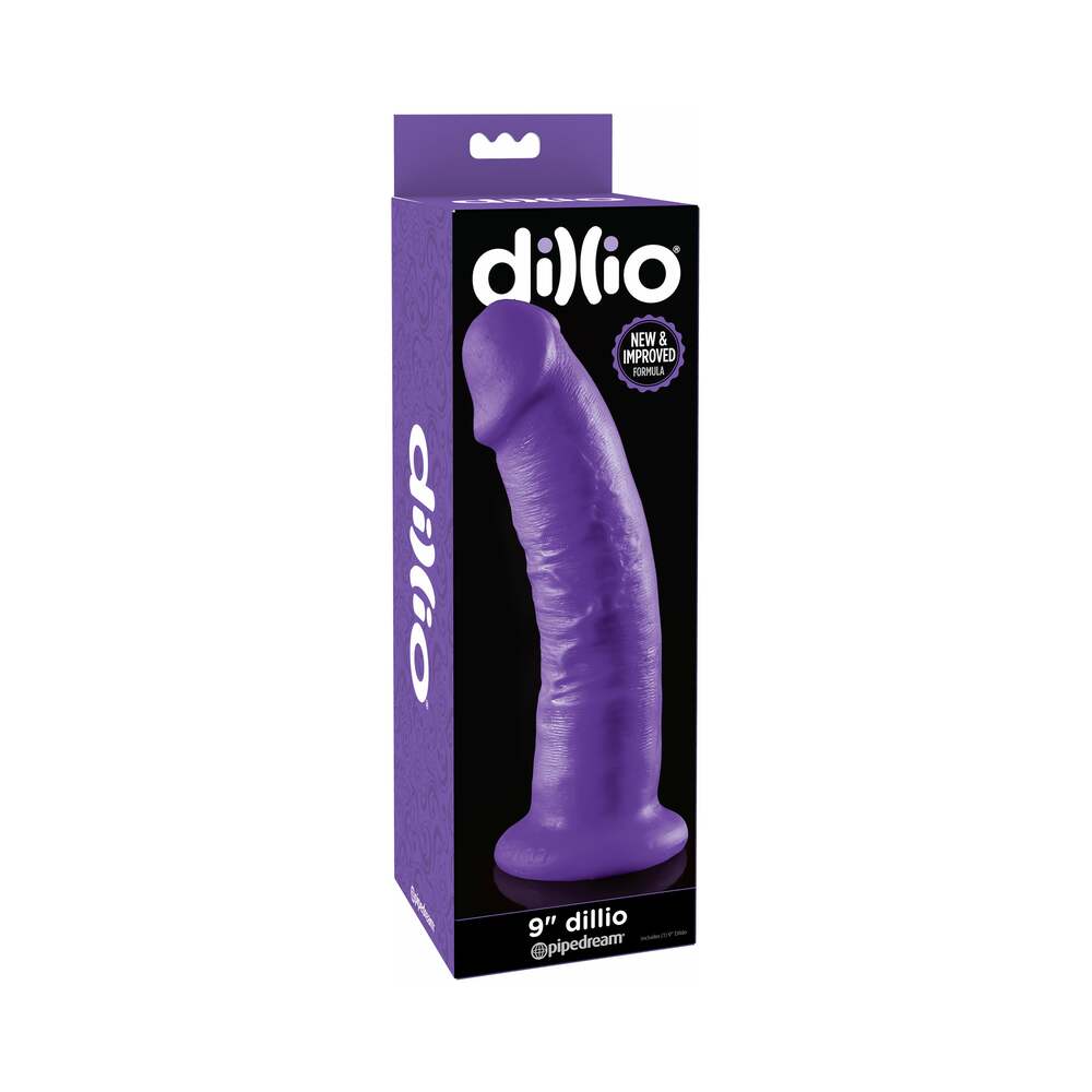 DILLIO 9 IN. REALISTIC DILDO WITH SUCTION CUP PURPLE