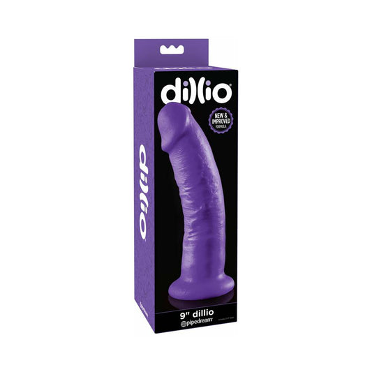 DILLIO 9 IN. REALISTIC DILDO WITH SUCTION CUP PURPLE