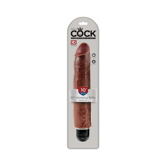KING COCK 10 IN. VIBRATING STIFFY REALISTIC DILDO BROWN