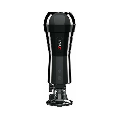 PDX ELITE COCK COMPRESSOR RECHARGEABLE VIBRATING STROKER WITH HANDS-FREE SUCTION CUP BEIGE/BLACK