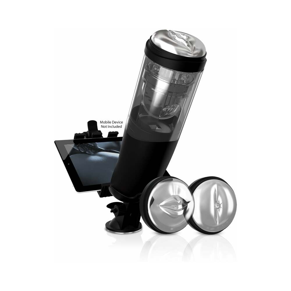 PDX BRANDS - PDX ELITE DELUXE MEGA-BATOR ROTATING THRUSTING MASTURBATOR CLEAR/BLACK