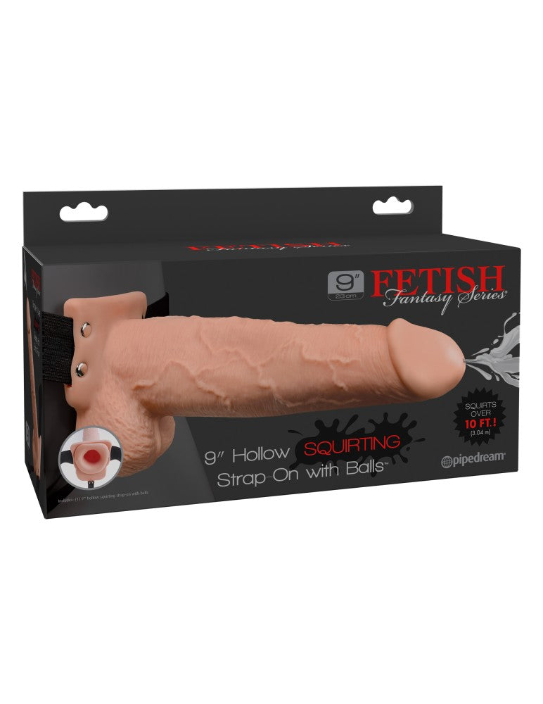 PIPEDREAM - FETISH FANTASY SERIES - 9" SQUIRTING HOLLOW STRAP-ON  LIGHT/BLACK