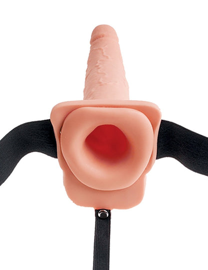 PIPEDREAM - FETISH FANTASY SERIES - 7" SQUIRTING HOLLOW STRAP-ON LIGHT/BLACK