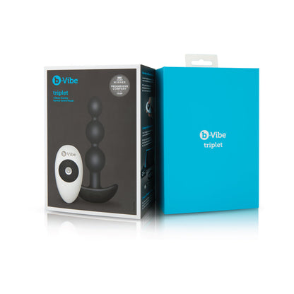 B-VIBE TRIPLET RECHARGEABLE REMOTE-CONTROLLED VIBRATING ANAL BEADS PLUG BLACK