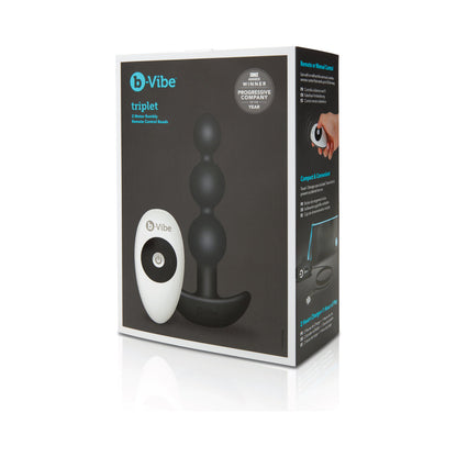 B-VIBE TRIPLET RECHARGEABLE REMOTE-CONTROLLED VIBRATING ANAL BEADS PLUG BLACK