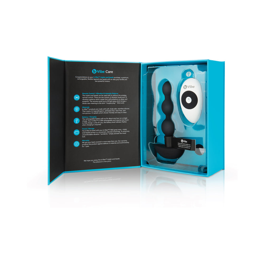 B-VIBE - TRIPLET RECHARGEABLE REMOTE CONTROLLED VIBRATING ANAL BEADS PLUG
