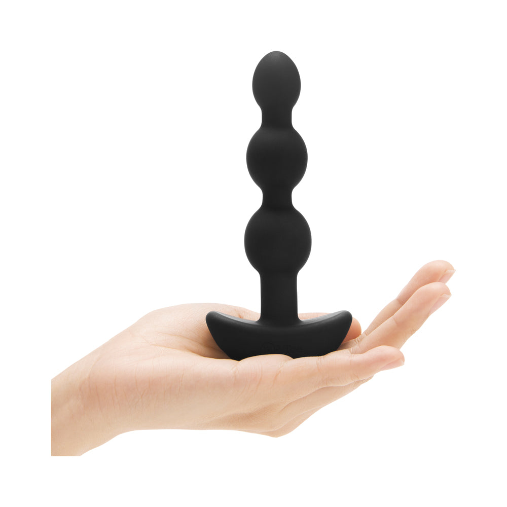 B-VIBE TRIPLET RECHARGEABLE REMOTE-CONTROLLED VIBRATING ANAL BEADS PLUG BLACK