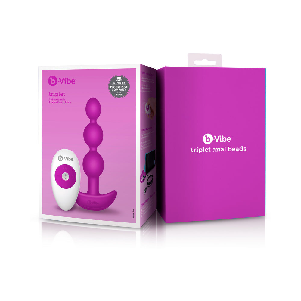 B-VIBE - TRIPLET RECHARGEABLE REMOTE CONTROLLED VIBRATING ANAL BEADS PLUG