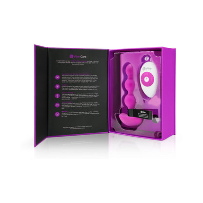 B-VIBE TRIPLET RECHARGEABLE REMOTE-CONTROLLED VIBRATING ANAL BEADS PLUG FUCHSIA