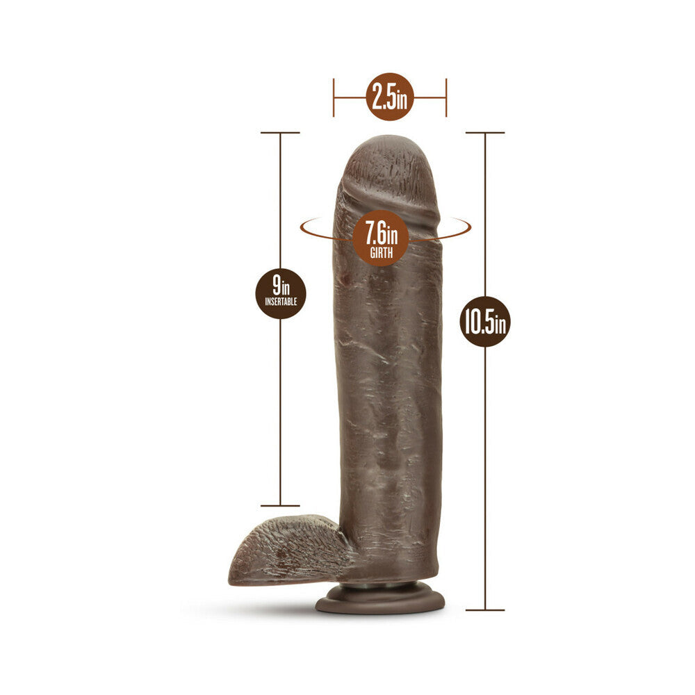 DR. SKIN MR. MISTER REALISTIC 10.5 IN. DILDO WITH BALLS BROWN