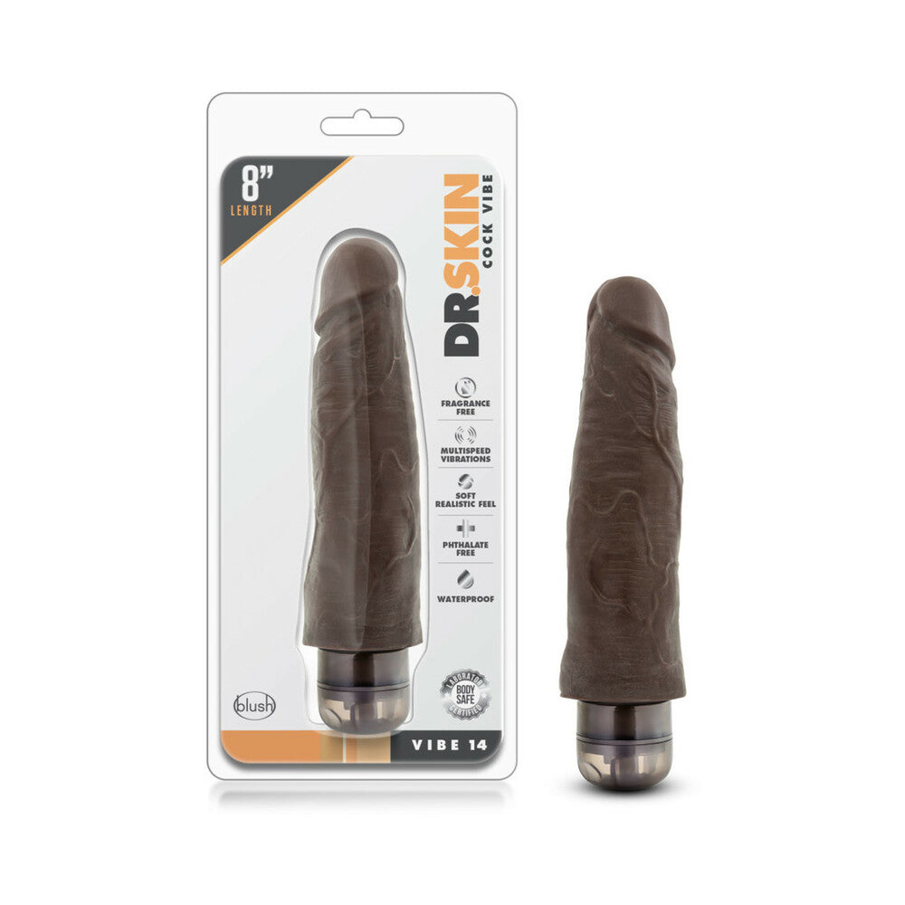 DR. SKIN VIBE 14 REALISTIC 8 IN. VIBRATING DILDO BROWN