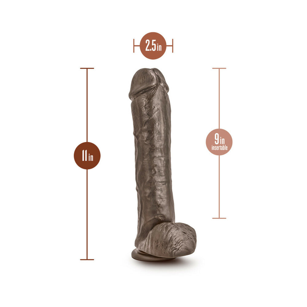 DR. SKIN MR. SAVAGE REALISTIC 11.5 IN. DILDO WITH BALLS BROWN