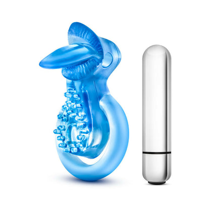 BLUSH - STAY HARD 10 FUNCTION VIBRATING TONGUE RING BLUE