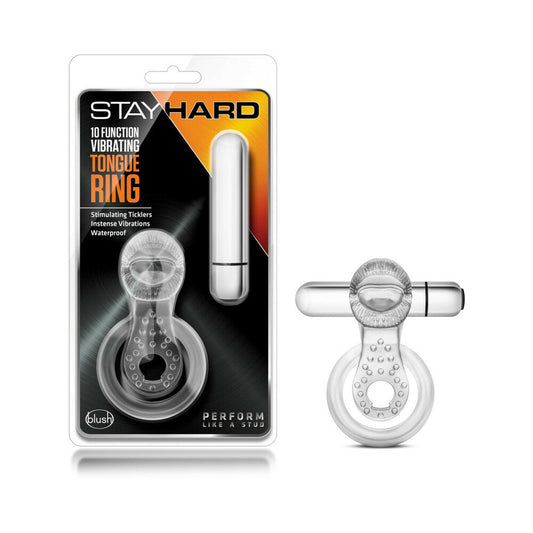 BLUSH - STAY HARD 10 FUNCTION VIBRATING TONGUE RING CLEAR