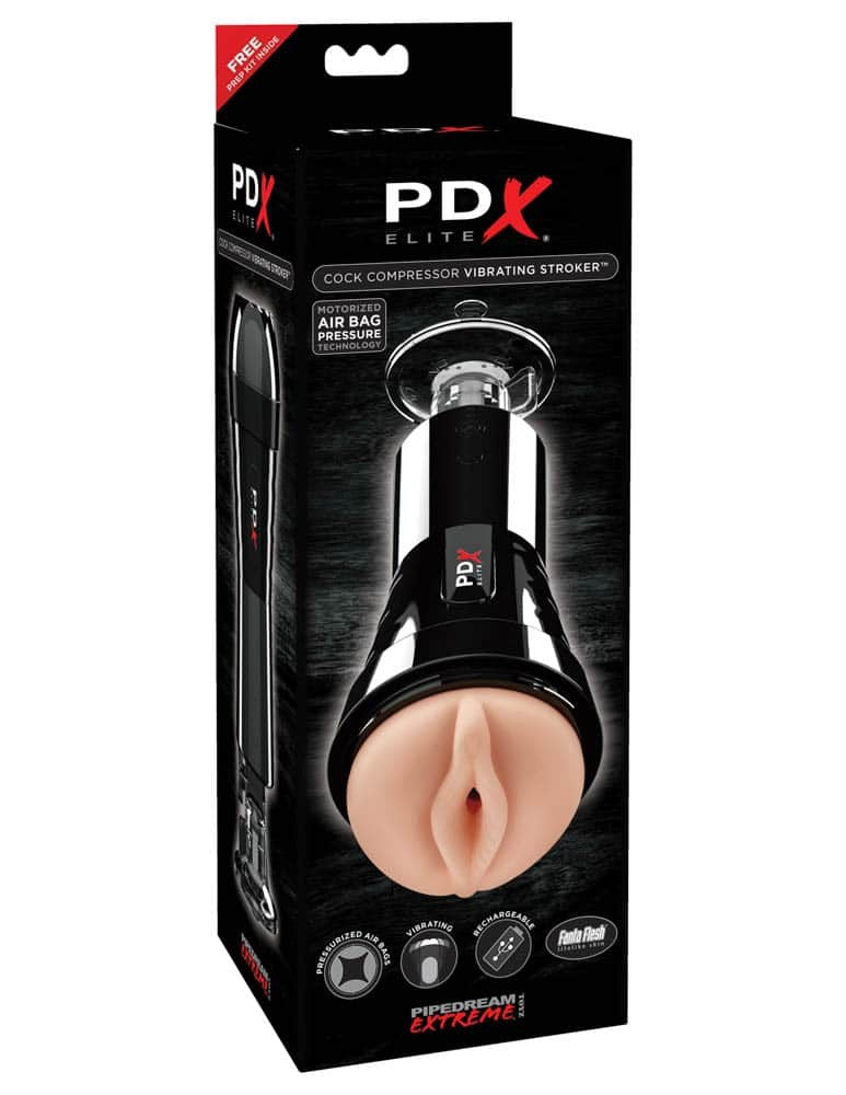 PIPEDREAM - PDX ELITE - COCK COMPRESSOR VIBRATING STROKER   LIGHT/BLACK