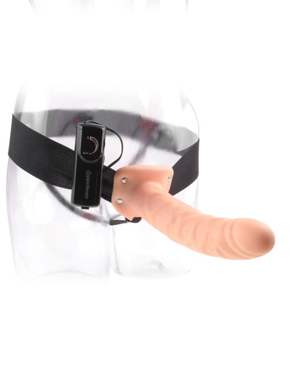 PIPEDREAM - FETISH FANTASY SERIES - 8" VIBRATING HOLLOW STRAP-ON  LIGHT/BLACK
