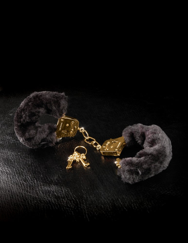 PIPEDREAM - FETISH FANTASY GOLD - DELUXE FURRY CUFFS  GOLD/BLACK