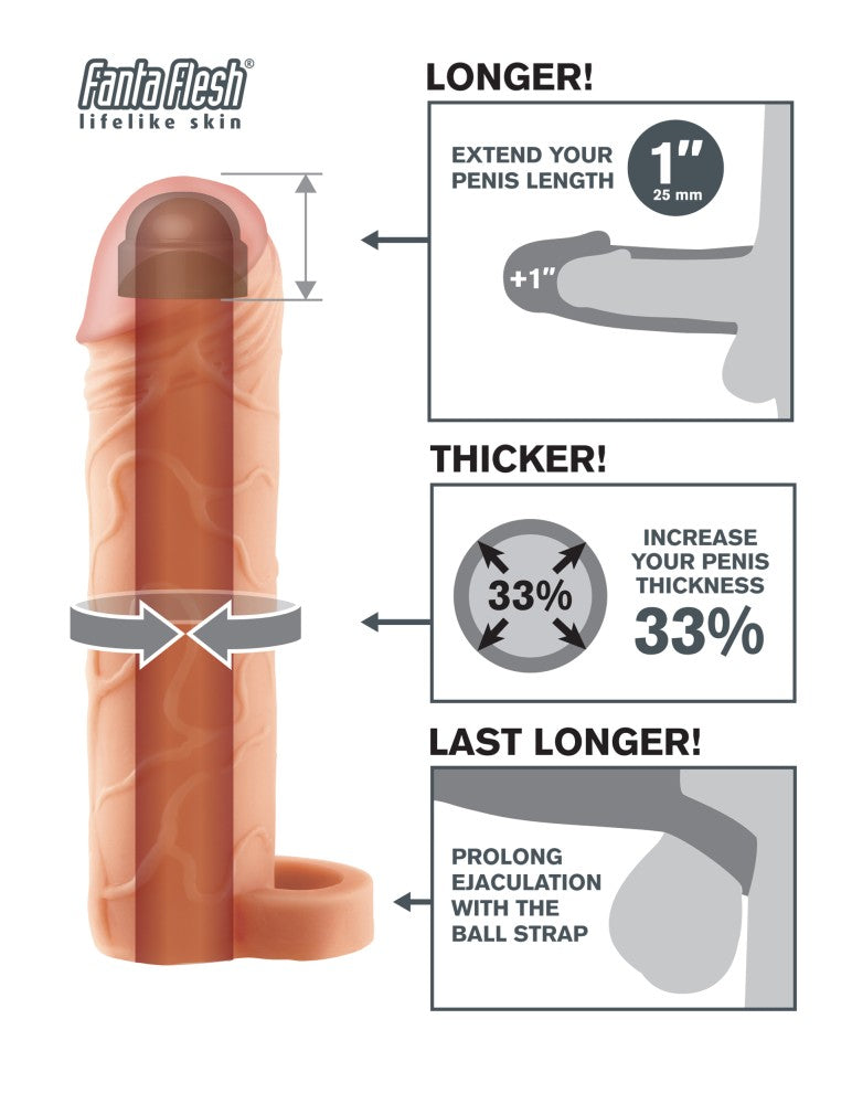 PIPEDREAM - FANTASY X-TENSIONS - PERFECT 1" EXTENSION WITH BALL STRAP  LIGHT