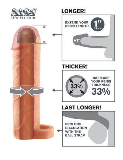 PIPEDREAM - FANTASY X-TENSIONS - PERFECT 1" EXTENSION WITH BALL STRAP  LIGHT