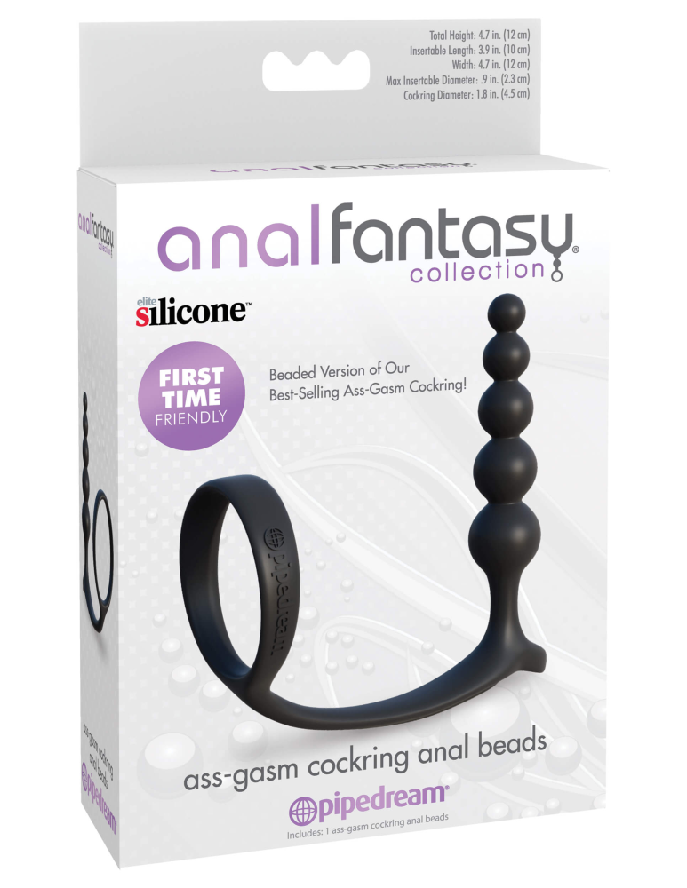 PIPEDREAM - ANAL FANTASY COLLECTION - ASS-GASM COCKRING ANAL BEADS BLACK