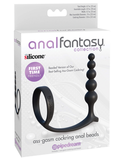 PIPEDREAM - ANAL FANTASY COLLECTION - ASS-GASM COCKRING ANAL BEADS BLACK