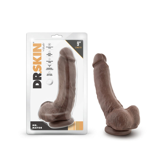 BLUSH - DR. SKIN MR. MAYOR REALISTIC 9 IN. DILDO WITH BALLS