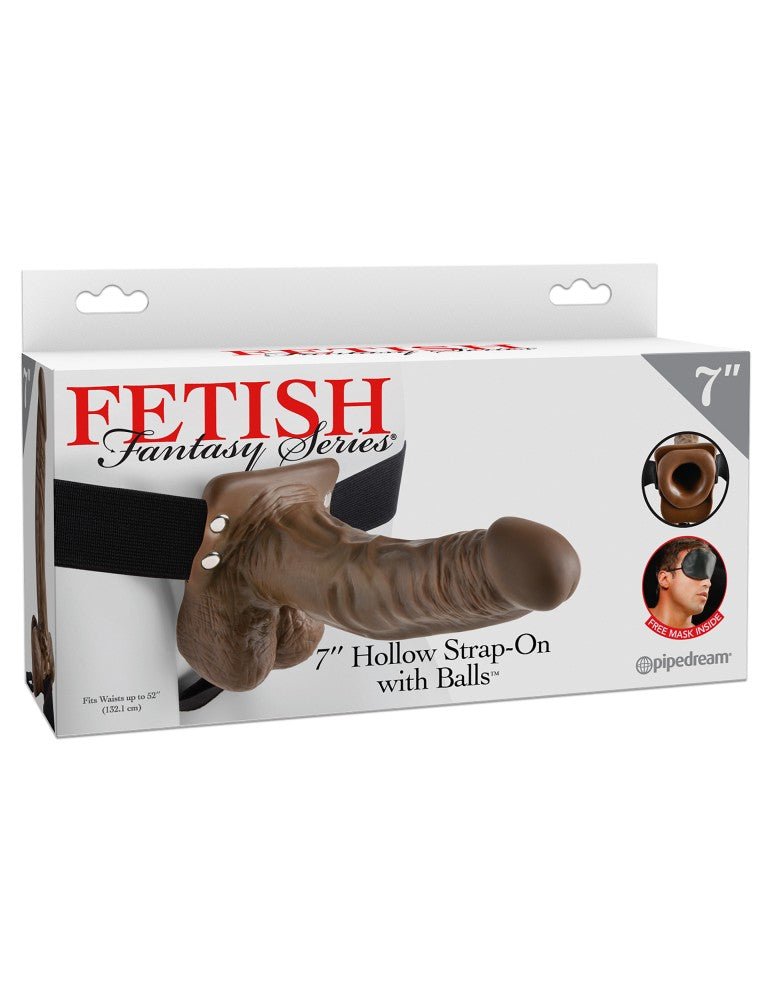 PIPEDREAM - FETISH FANTASY SERIES - 7" HOLLOW STRAP-ON WITH BALL BROWN/BLACK