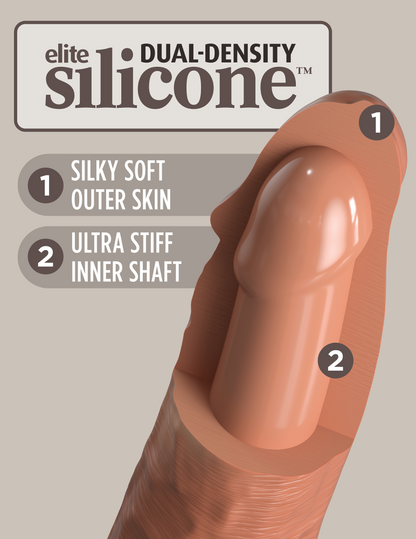 PIPEDREAM - KING COCK ELITE - 8" DUAL DENSITY VIBRATING SILICONE COCK  TAN