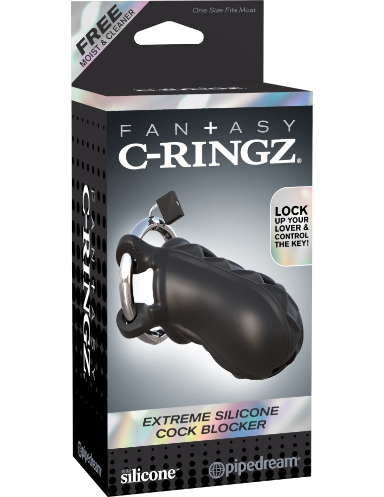 PIPEDREAM - FANTASY C-RINGZ - EXTREME SILICONE COCK BLOCKER  BLACK