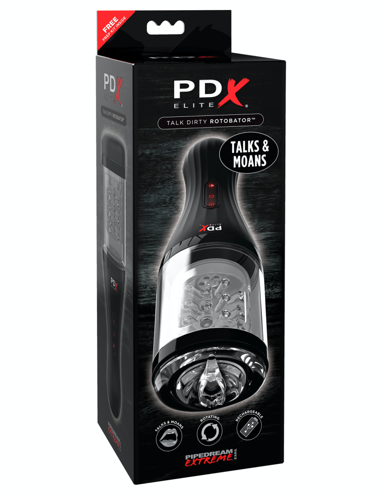 PIPEDREAM - PDX ELITE - TALK DIRTY ROTOBATOR  CLEAR/BLACK